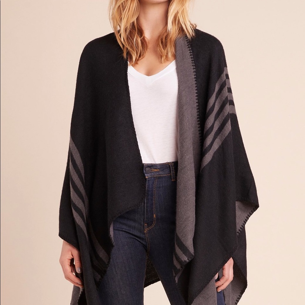 Grey stripe BB Dakota Poncho NWT